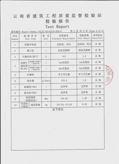 外墙腻子粉检验报告